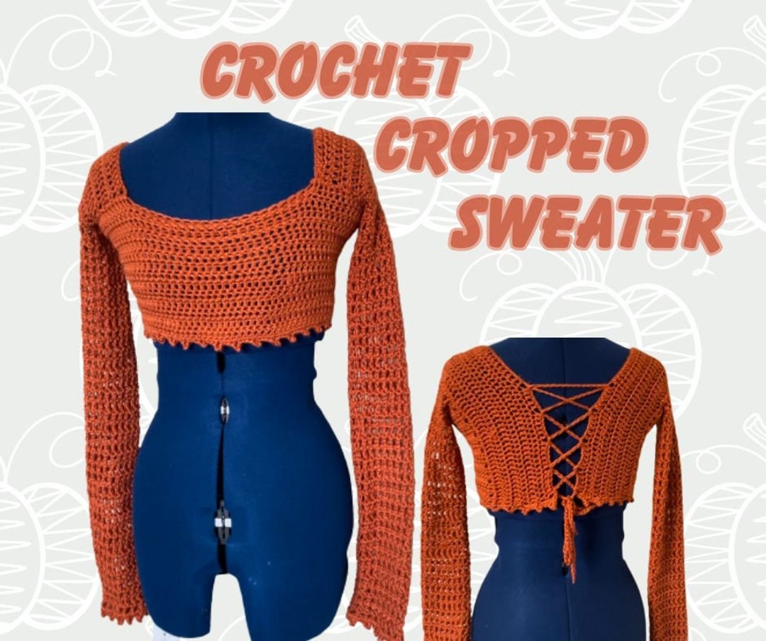 Crochet Cropped Sweater Etsy