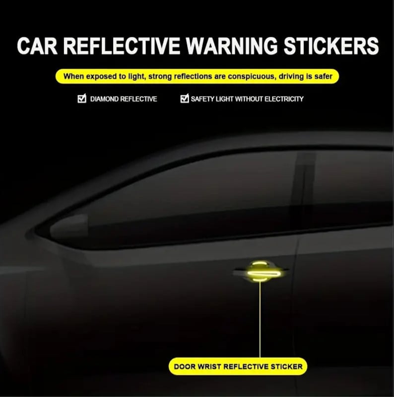 8pcs Universal 3D Car Door Handle Paint Scratch Protector, Reflective ...