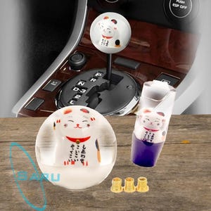 Car Gear Shift Knob - Cute Kawaii Lucky Cat Acrylic Resin unique Interior Auto Modification custom