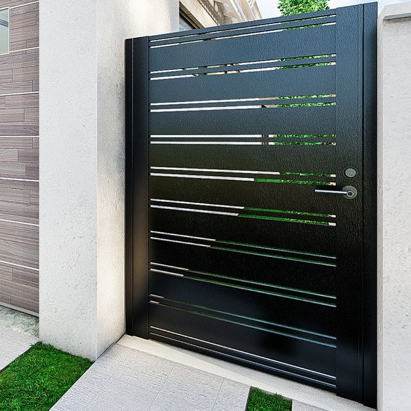 Alumission Aluminum Gate 4'x6' Black Powder Coat (Side Gate/Yard Gate) Miami Style