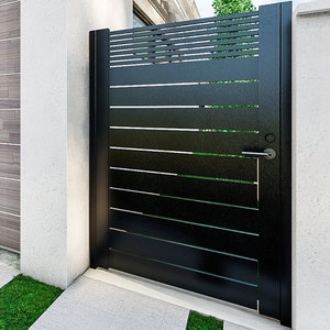 Alumission Aluminum Gate 4&#39;x6&#39; Black Powder Coat (Side Gate/Yard Gate) Dallas Style