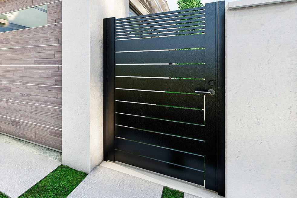Alumission Aluminum Gate 4'x6' Black Powder Coat (Side Gate/Yard Gate) Dallas Style