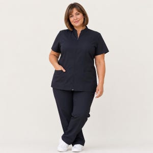 Hair Resistant Dog Grooming Tunic- Zip Front- Plain Black No Logo!