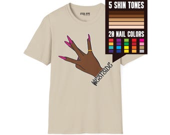 Custom Womens Westside Hand Sign T-Shirt - Personalized Skin Tone & Nail Color Graphic Tee