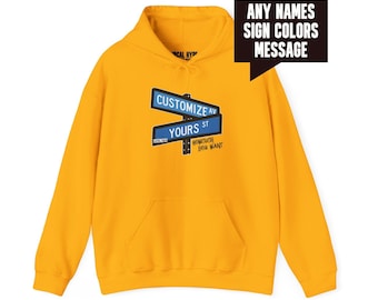 Custom Street Sign Hoodie, Personalized City & State or Message Sweatshirt