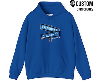 Crenshaw Slauson Hoodie, Custom LA Street Sign Sweatshirt, personalized sign colors