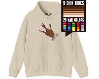 Custom Womens Westside Hand Sign Hoodie - Personalized Skin Tone & Nail Polish Colors