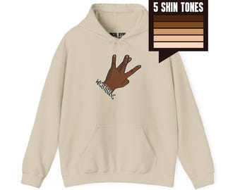 Westside Hand Sign Hoodie - Unisex Graphic Sweatshirt with Skin Tone Options