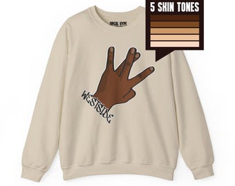Westside Hand Sign Crewneck Sweatshirt, Custom Skin Tone