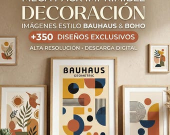 Pack de Láminas Digitales Bauhaus y Boho para Imprimir | Arte Abstracto Minimalista | Decoración de Pared Descargable Imprimible Digital