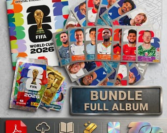 Álbum de cromos del Mundial 2026 en PDF + BONUS / 48 selecciones completas + 980 cromos de fútbol imprimibles / Colección de fútbol Descarga digital Impresión DIY