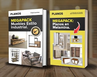1100+ Planos de Muebles Industriales en MDF y Melamina | Carpintería Minimalista en Hierro y Metal | PDFs en Español con Medidas en CM
