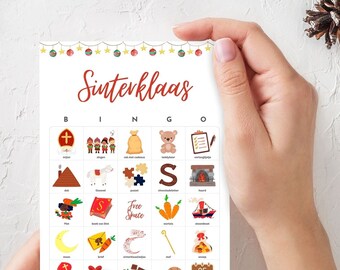 Sinterklaas Bingo, 20 Sinterklaas Bingokarten für Kinder, Holländisches Vorschul-Klassenzimmer Saint Nicolas Bingo Spiel, Holländisches Heiligen Bingo Spiel für Kinder