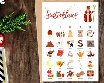 Sinterklaas Bingo, 30 Sinterklaas Bingokarten für Kinder, Holländisches Vorschul-Klassenzimmer Saint Nicolas Bingo Spiel, Holländisches Heiligen Bingo Spiel für Kinder