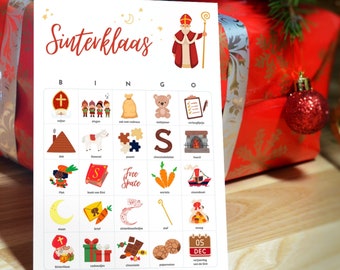 Sinterklaas Bingo, 80 Sinterklaas Bingo Karten für Kinder, druckbare holländische Vorschule Klassenzimmer Saint Nicolas Bingo Spiel, Saint Bingo Spiel