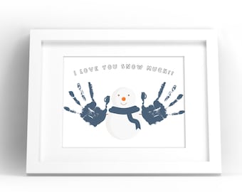 Winter Schneemann Handabdruck Vorlage, Babys erstes Weihnachten, Kleinkind Aktivitäten, Ich liebe dich Schnee viel Kunst, DIY Erinnerungsandenken, Kinder Basteln