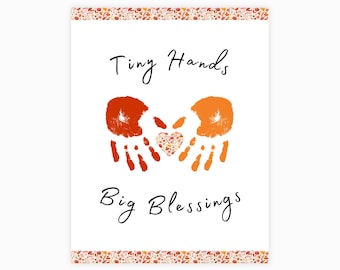 Thanksgiving Handabdruck Erinnerungskunst für Kinder, Thanksgiving Handabdruck Geschenk, Vorschule Kindergarten Aktivität, DIY Handabdruck Handwerk