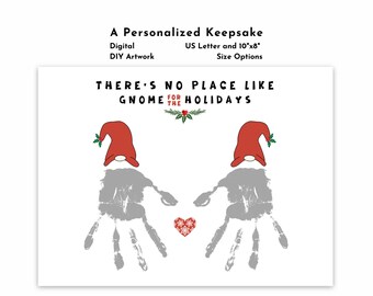Weihnachts-Gnome-Handabdruck, Es gibt keinen Ort wie Gnome für die Feiertage, Winter-Handabdruckkunst, DIY-Vorschulkindergarten-Kleinkind-Aktivität