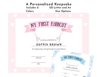 "Meine erste Frisur Zertifikat, ""Meine erste Frisur"" Zertifikat, erste frisur Andenken mit 2 Design, erste frisur, Barber Shop Zertifikat, Baby Meilenstein Andenken