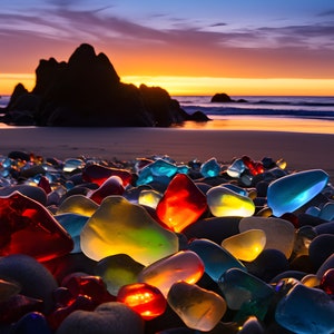 Seaglass Art, Beach Inspired Wall Art, Glass Beach Photo, Seashore Landscape Photo, Colorful Seaglass