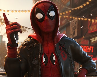 Spiderman - Miles Morales - Deadpool - Clip Art - Wall Art