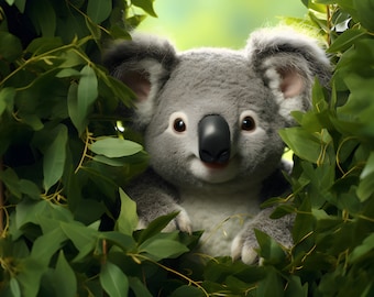 Cute Koala in Hedge Print - Adorable Koala Bear - Animal Photography - Koala Wall Art - Nature Decor - Australian Wildlife