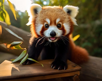 Cute Red Panda Photo - Adorable Wildlife Portrait - Professional Photography Print - Red Panda