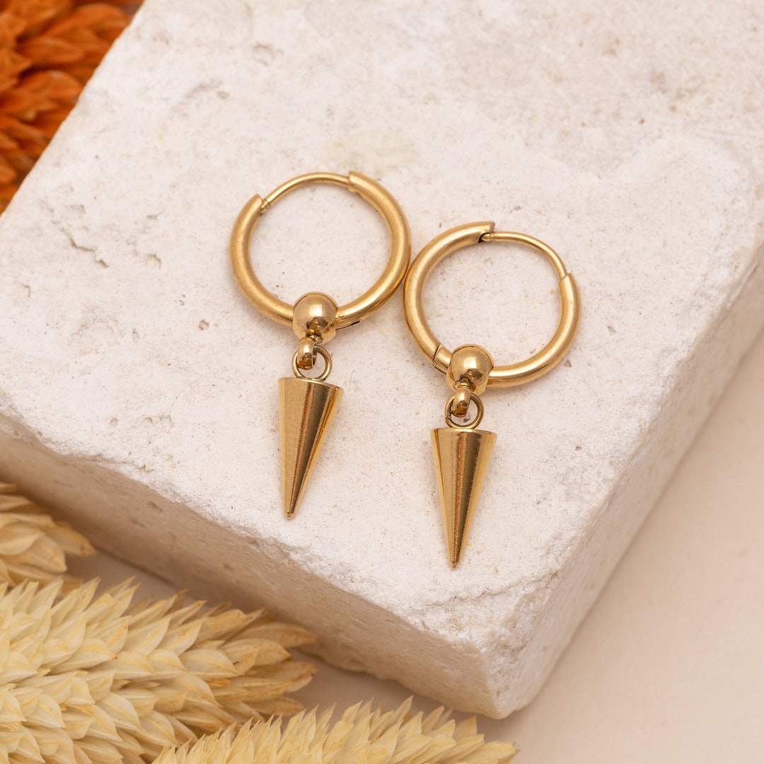 Yelena Spike Hoop Earrings Gold Spike Earrings Christmas Etsy