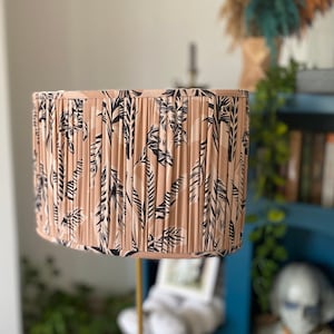Handmade Pleated Lamp Shade | Oval Lampshade Pleated with Fresh Floral Fabric, Cozy Lampshade | Lampshade for Floor Lamp