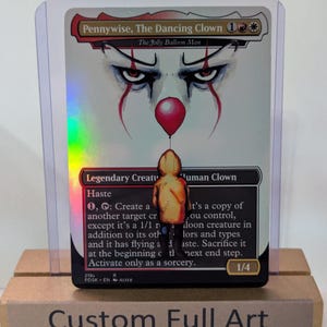 Jolly Balloon Man MTG-proxy | Pennywise-horrorfoliekaart | Aangepast magisch altaar | IT Fan Art Commander Proxy | Alleen folie