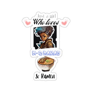 Vinyl Aufkleber Wasserflasche Aufkleber K-Dramas Ramen Anime Lover Black Girl K-Drama Lover, Kiss-Cut Aufkleber