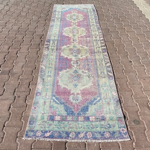 3x10 Runner Rug, Natural Runner,  Vintage Runner, Unique Runner Rug, Turkish Runner Rug, Oushak Runner, Anatolian Runner,  Handmade Rug 3x10