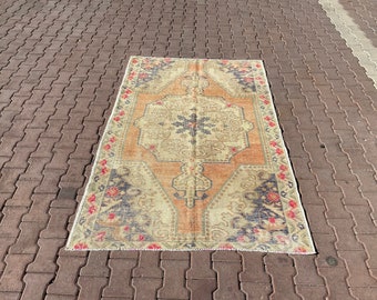 4x7 Area Rug 4x7, Turkish Rug 4x7, Vintage Rug, Neutral Rug, Small Rug, Anatolian Rug, Wool Rug, Muted Colors Rug, Faded Rug, Handmade Rug