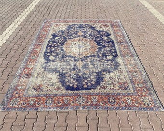 8x10 Turkish Muted Rug, Oushak Decor Rug, Living Room Rug, Neutral Large Rug, Antique Oversize Rug, 8x10 Hand Woven Rug, Vintage Soft Rug