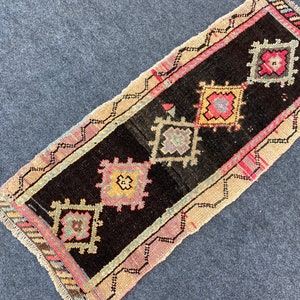 1x3 Old Rug, Vintage Rug, Turkish Rug, Anatolian Rug, Oushak Rug, Mini Rug, 1x3 Door Mat Rug, Small Rug, Antique Rug, Handmade Muted Rug,