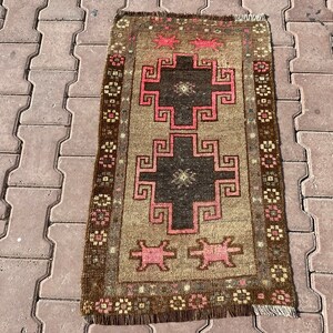 2x3 Rug, Vintage Bathroom Rug, Handmade Rug, Rug, Turkish Bathroom Rug, 2x3 Small Rug, Wool Door Mat Rug, Bath Rug, Boho Rug, Antique Rug