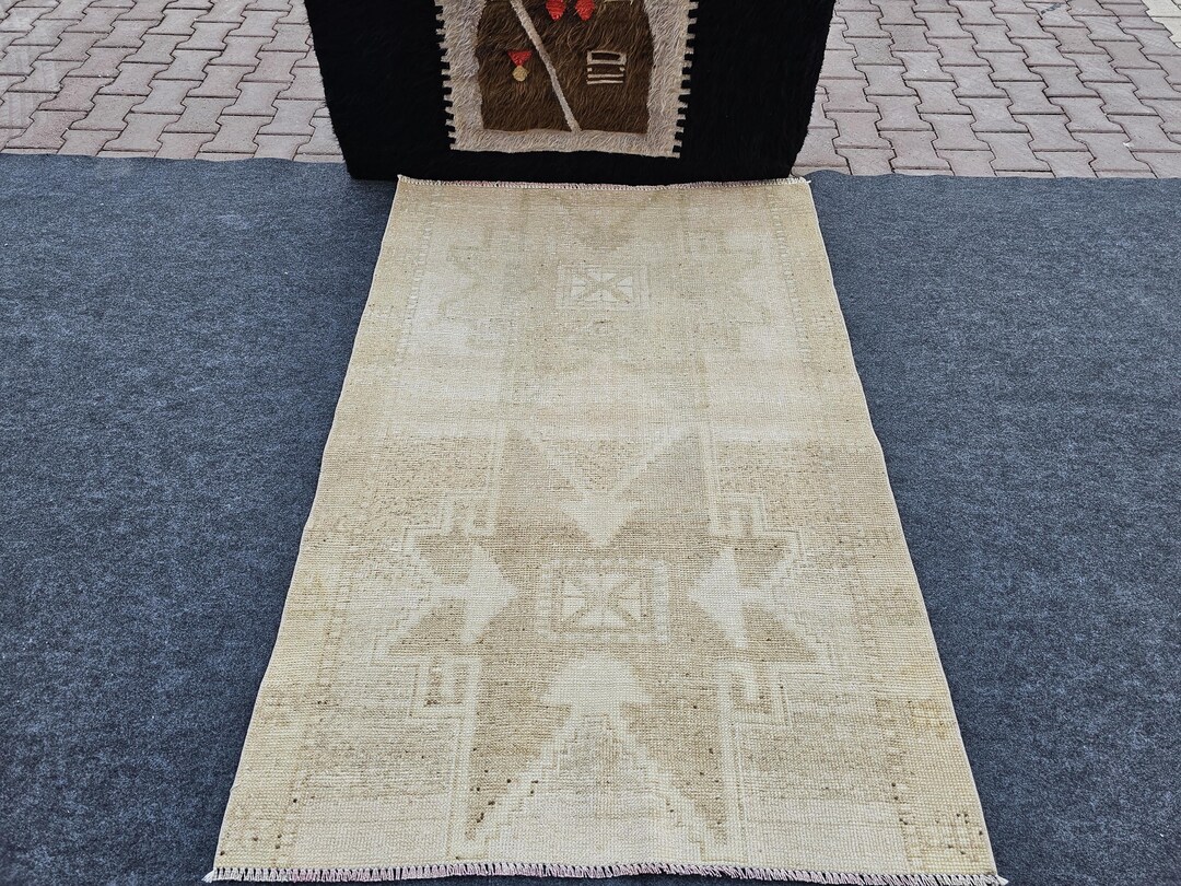 4x5 Medium Size Rug, Neutral Wool Rug, Home Decor Rug, Autentic Worn ...
