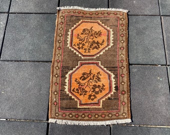 2x3 Small Rug, Turkish Rug Small Rug,2x3, Oushak Door Mat, Bath Mat Rug, Wool Rug,Turkish Mini Rug, Vintage Door Mat, 2x3 Small Rug, 2x3 Rug