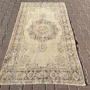 Turkish Vintage Rug, Vintage Oushak Rug,  Vintage Rug, Oushak Rug, 4x7 Turkish Rug, Area Rug, Bohemian Rug, Soft Rug, Handmade Rug 4x7