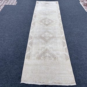 4x13 Neutral Soft Runner, Low Pile Runner, Antique Faded Runner, Bedroom Gift Runner, Corridor Boho Runner, Anatolian Pale Runner 4x13 Rug