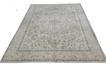 Alfombra vintage de 23 x 36 cm, alfombra turca neutra, alfombra antigua, alfombra de lana, alfombra para sala de estar, alfombra hecha a mano, alfombra extragrande, alfombra grande, alfombra Oushak, alfombra de área