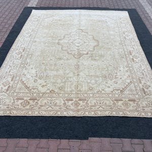 Großer Oushak Teppich, 300x300 Teppich, Handgewebter Teppich, Weicher Teppich, Vintage Teppich, Handgemachter Teppich