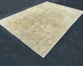 10x13 Vintage Large Rug, Neutral Handmade Rug, Oversize Muted Rug, Living Room Rug, Dining Room Rug, Turkish  Rug, Oushak Gift Rug 10x13