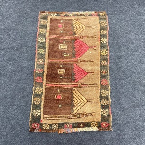 Turkish Mini Rug, Turkish Rug, Vintage Mini Rug, Wool Rug, Oushak Door Mat, 2x3 Anatolian Rug, 2x3 Door Mat Rug, Door Mat, 2x3 Mini Rug