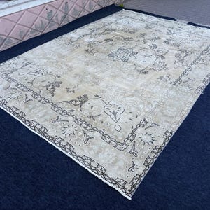 Turkish Area Rug 10x13, Vintage Neutral Rug, Muted Rug, Oushak Rug, Oversized Rug, Gift Neutral Soft Rug,Living Room Rug, Oversize Rug 10x13