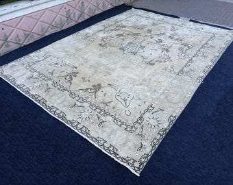 Turkish Area Rug 10x13, Vintage Neutral Rug, Muted Rug, Oushak Rug, Oversized Rug, Gift Neutral Soft Rug,Living Room Rug, Oversize Rug 10x13