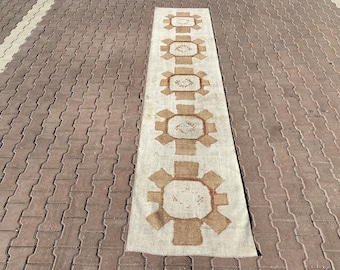 3x12  Vintage Runner Rugs, Home Decor Runner Rug, Neutral Hallway Runner Rug, Oushak Runner Rug, Muted Color Runner, Runner Rug, 3x12