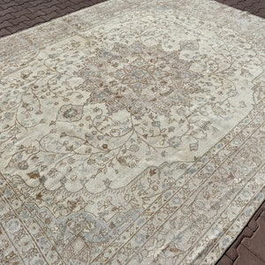 9x12 Vintage Rug, Living Room Rug, Dining Room Rug, Boho Rug, Turkish Area Rug, Oushak Bohemian Rug, 9x12 Anatolian Decor Rug, Faded Rug
