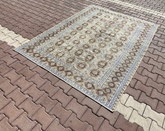 6x11 Area Rug, Oushak Rug,Handmade Rug, Turkish Rug, Oushak Rug, Handwoven Rug, 6x11 Neutral Boho Rug, 6x11 Vintage Neutral Area Rug,