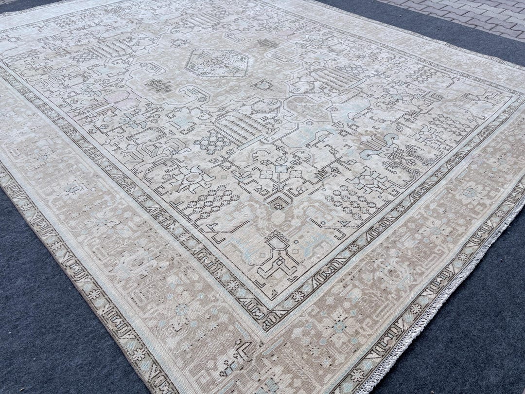 Turkish Oversize Rug, Low Pile Rug, Primitive Large Rug, Antique Soft ...